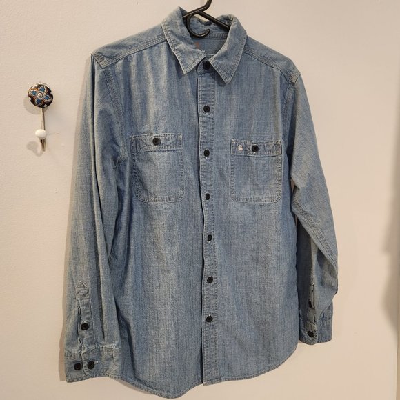 Carhartt Other - Carhartt Medium Denim Linwood Long Sleeve Button Up Chambray Solid Shirt 🛠️